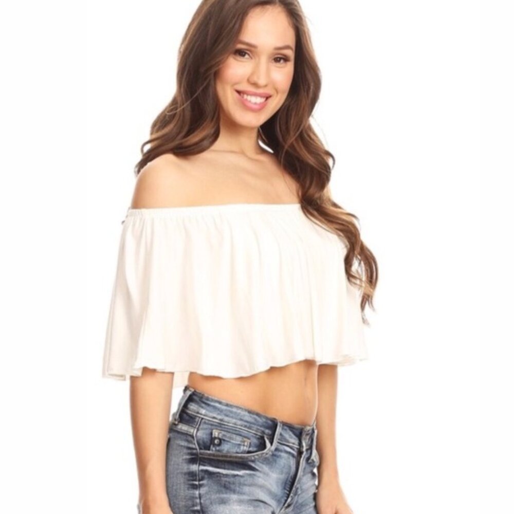 Better Be Cream Bardot Crop Top